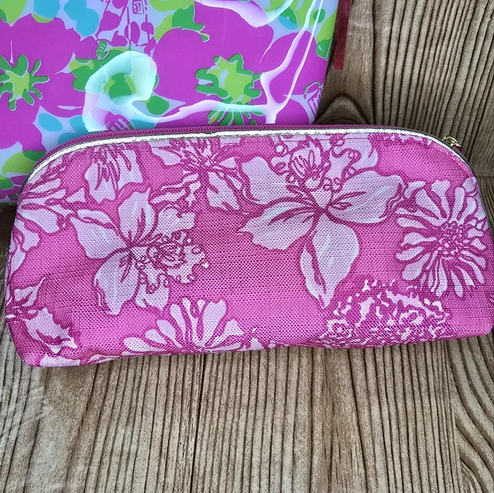 Lilly Pulitzer Estée Lauder Floral Cosmetic Make‎ Up Bags Lot Of 2